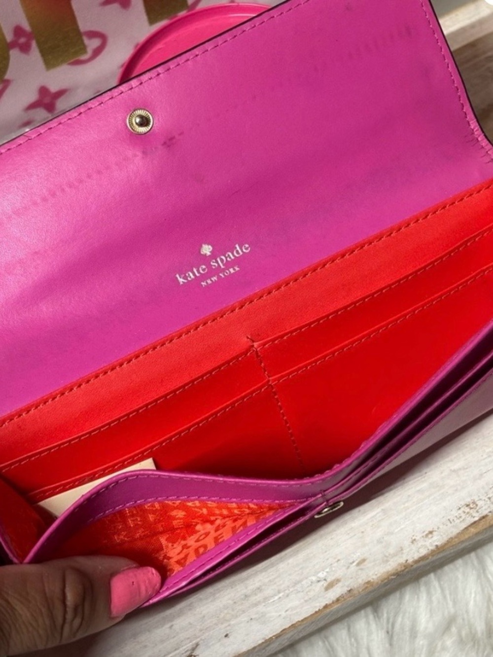 Kate Spade SET Black & Pink Leather Tote NWT Kate Hot Pink Wallet NWT B29 - Picture 4 of 4